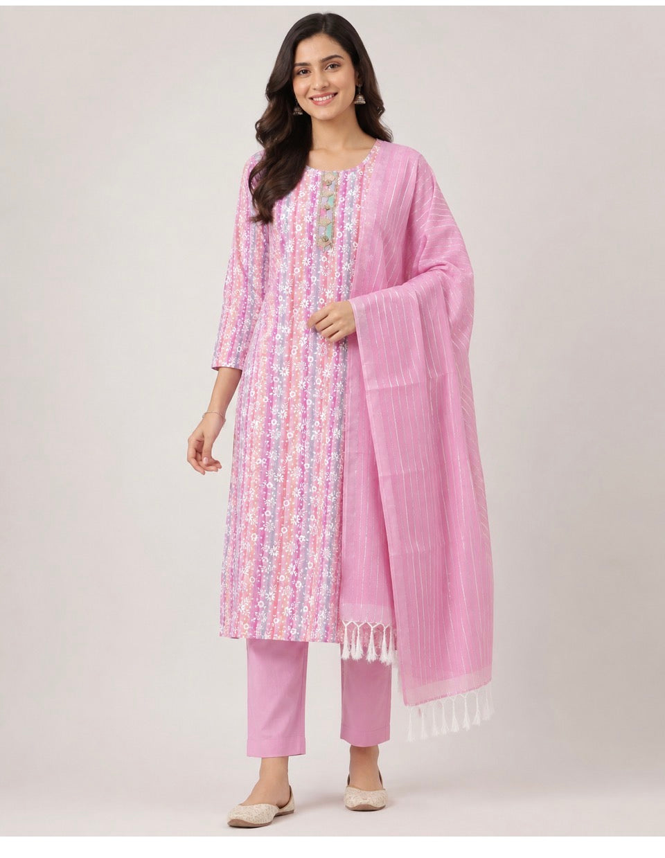 Pink Cotton Salwar Set