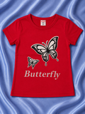 Red Butterfly Printed T-Shirt