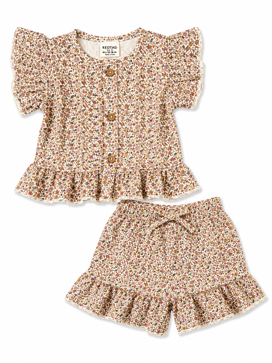 Brown Frill Shorts Set