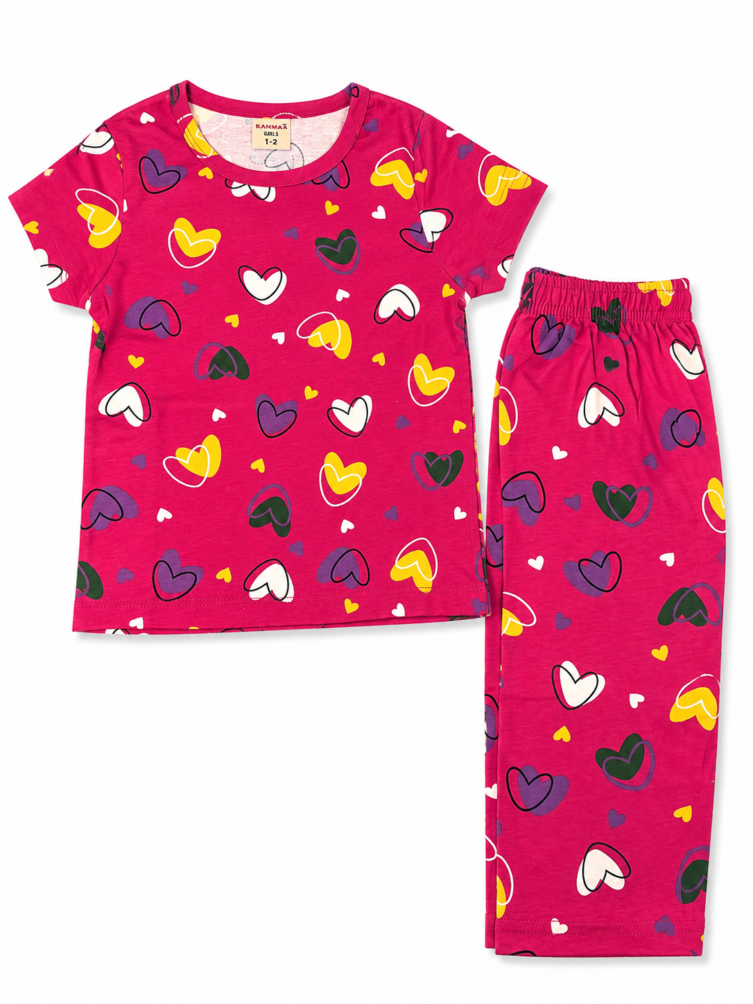 Pink Heart Themed PJ Set