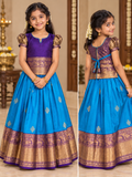 Blue and Purple Pavadai / Lehenga - Girls Ethnic Wear