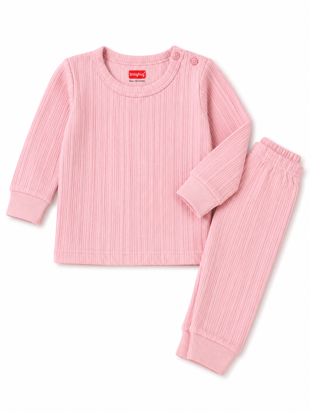 Pink Ribbed PJ Set
