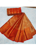 Red and Gold Zari Work Saree with Big Border