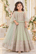 Pastel Green Heavy Embroidered Lehenga - Girls Ethnic Wear