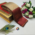 Beige and Maroon Zari Work Saree with Big Border