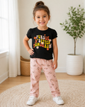 Black Printed T-Shirt with Pastel Pink Pant