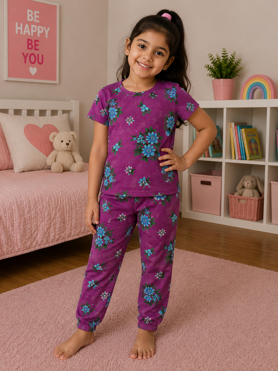Purple Floral Themed PJ Set