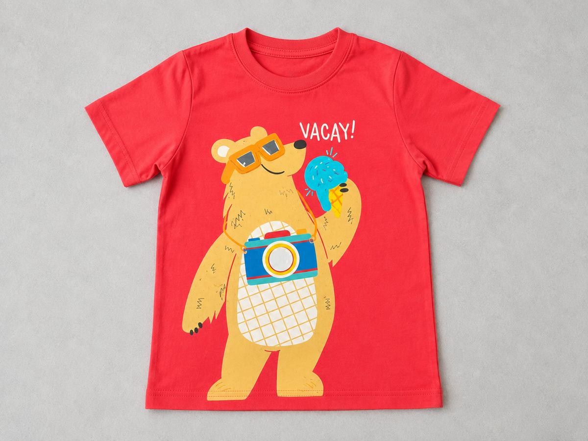 Red T-Shirt with Cartoon Print