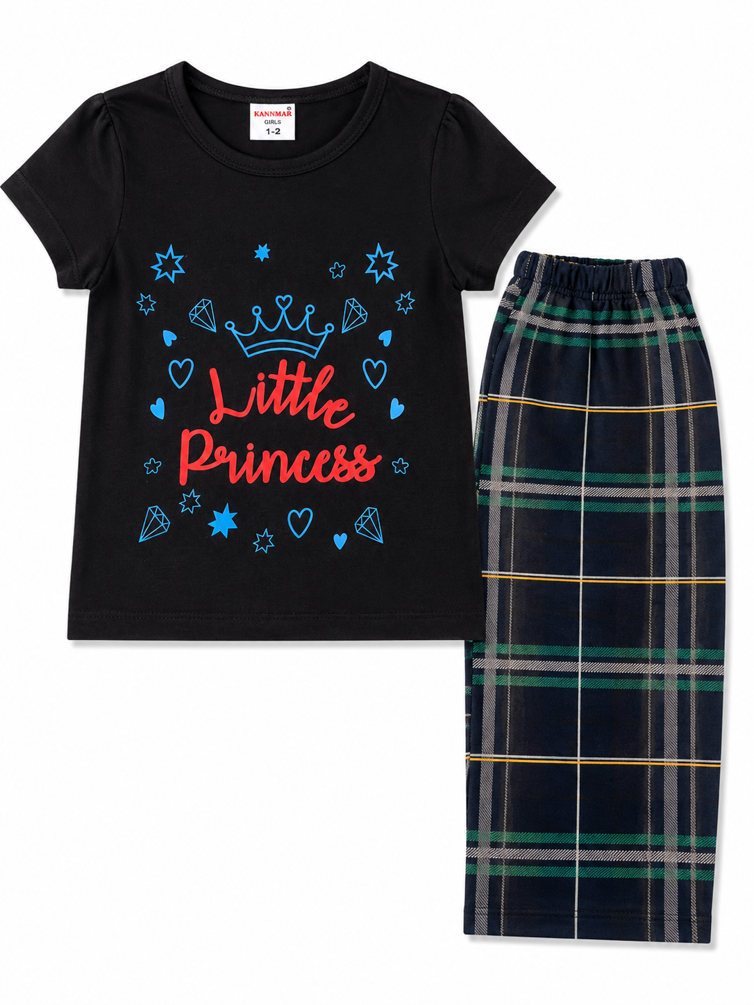 Black Printed T-Shirt and 3/4 Pant