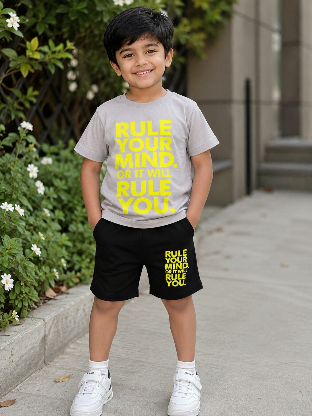 Pastel T-Shirt with Black Shorts