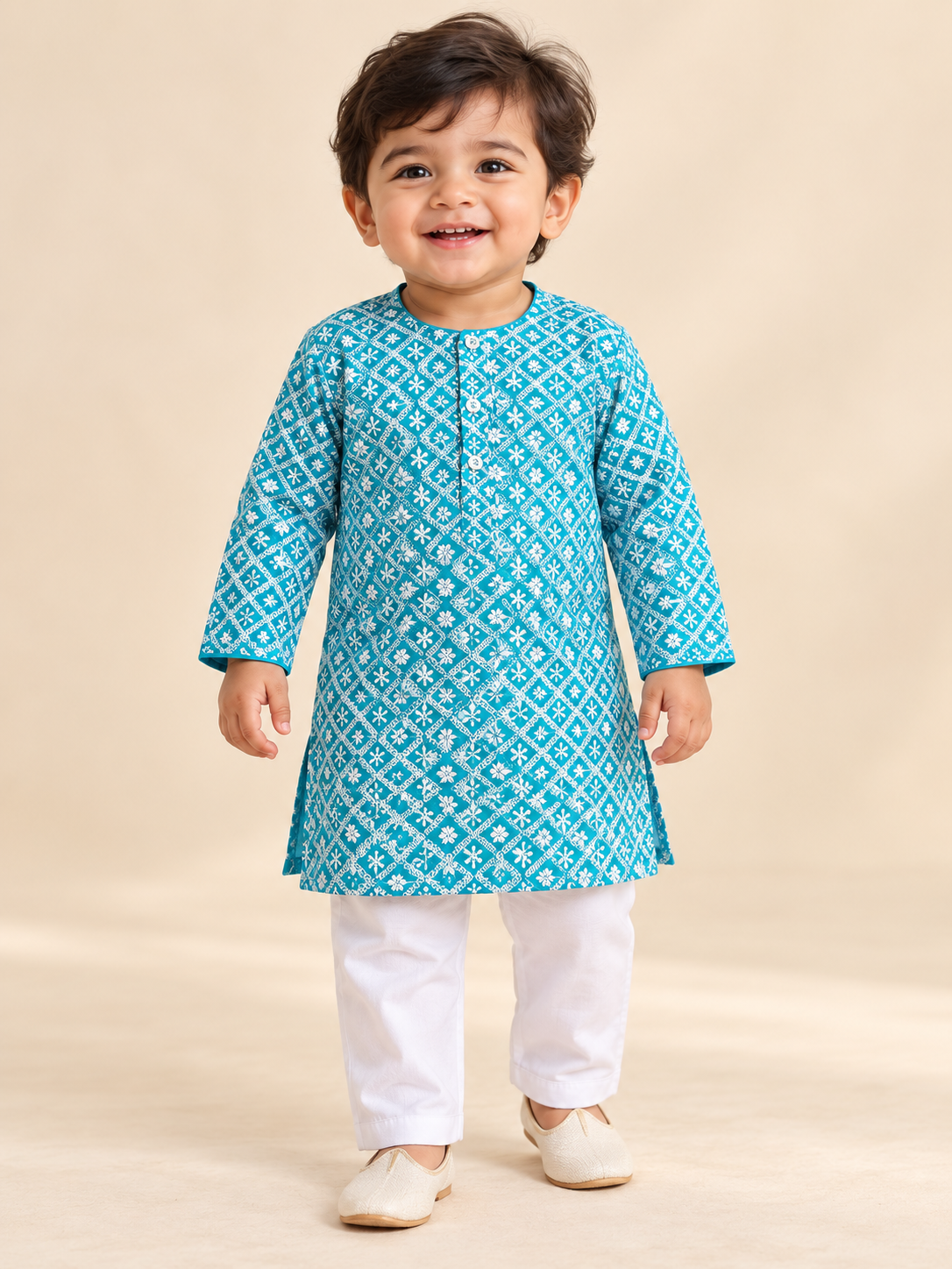 Blue Embroidered Kurta (Kurta only, Pant not included) - Boys Ethnic Wear