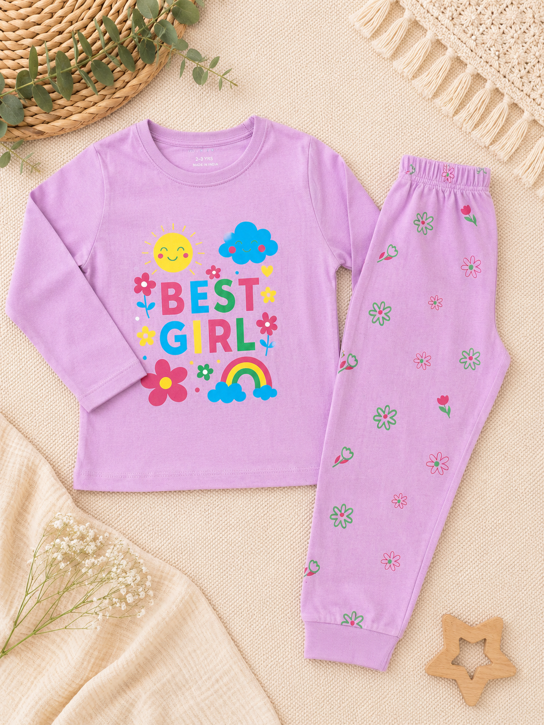 Dark Pink Printed PJ set