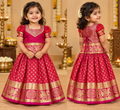 Red and Magenta Pavadai / Lehenga - Girls Ethnic Wear
