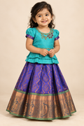 Purple and Green Festive Lehenga / Pavadai - Girls Ethnic wear