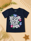 Navy Blue T-Shirt with Letter Print