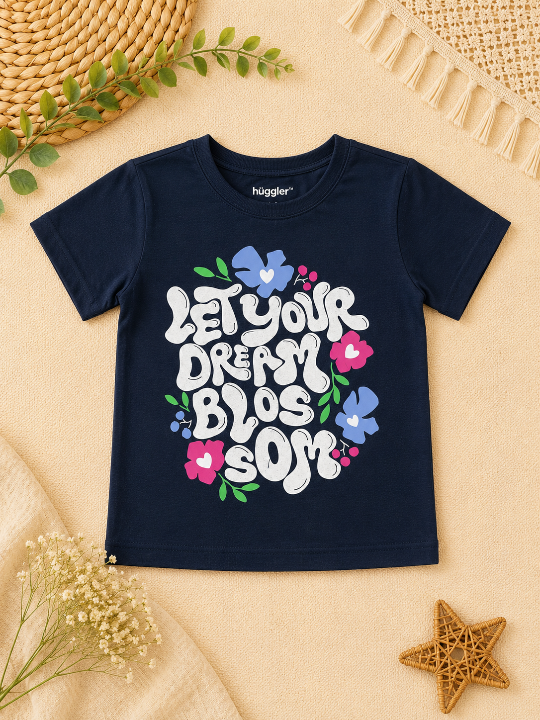 Navy Blue T-Shirt with Letter Print