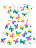 White Casual Dress with Butterfly Prints