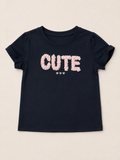Navy 3D Floral Print T-Shirt