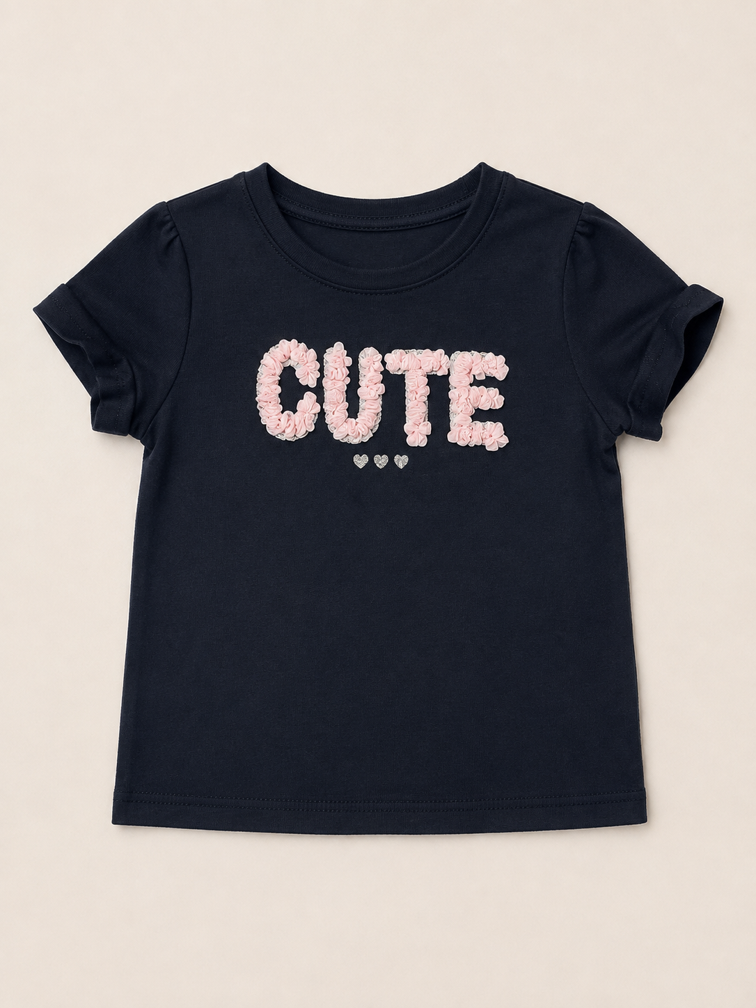 Navy 3D Floral Print T-Shirt