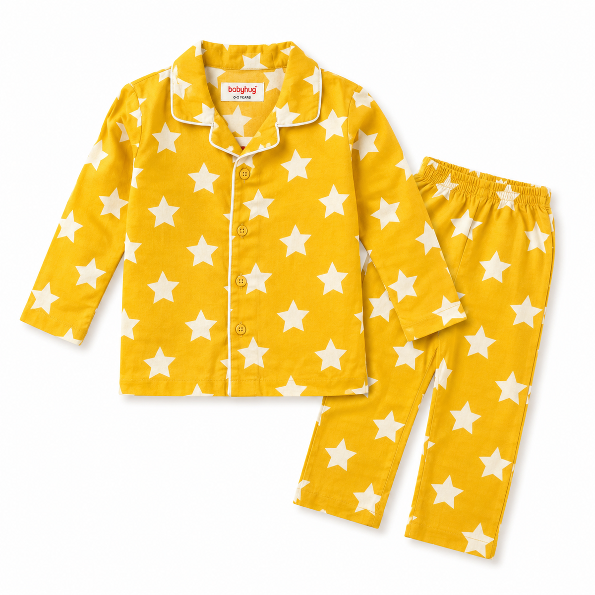 Yellow Star Print Night Suit