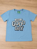Blue Slim Fit T-Shirt with Letter Print