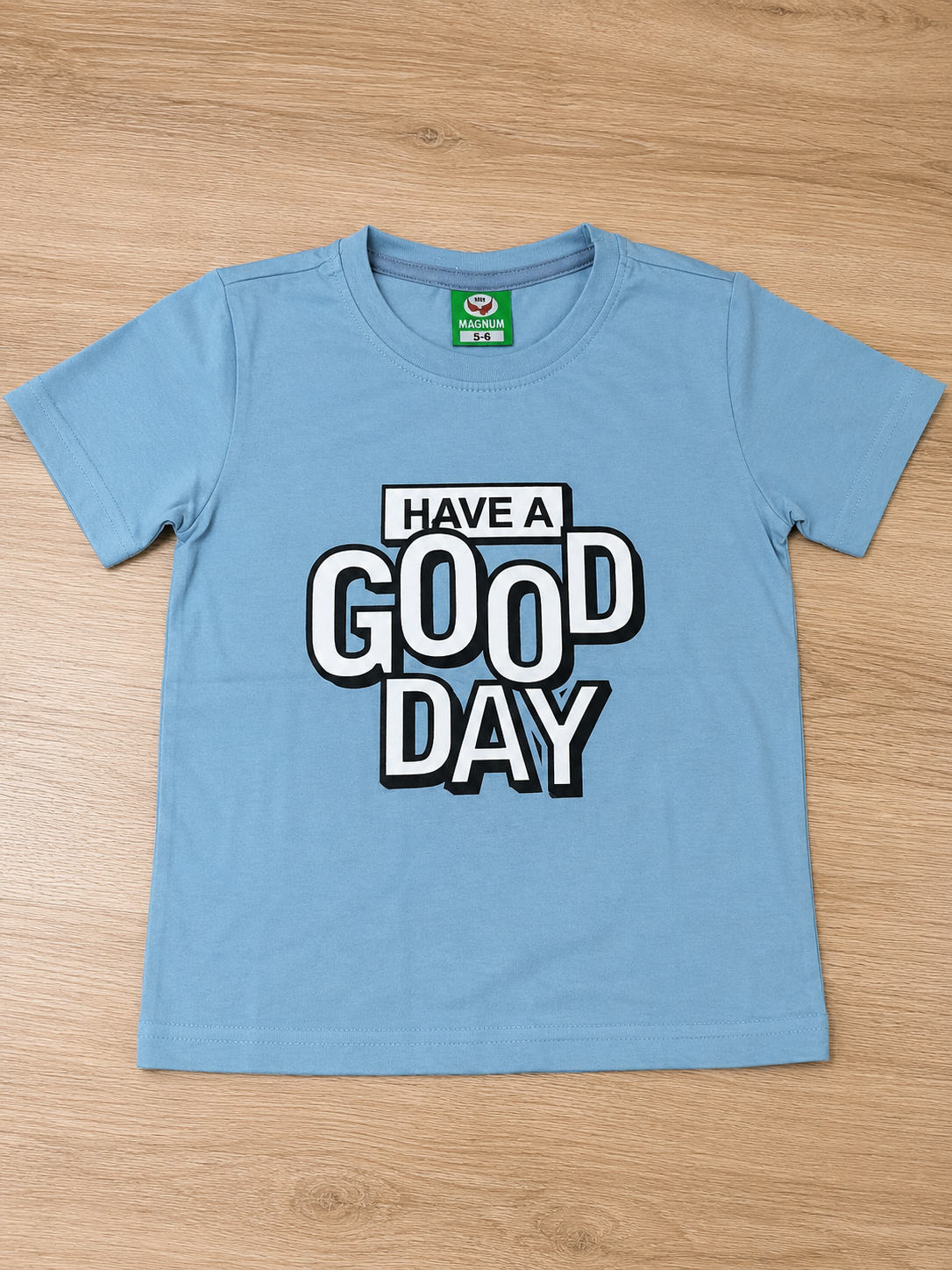Blue Slim Fit T-Shirt with Letter Print