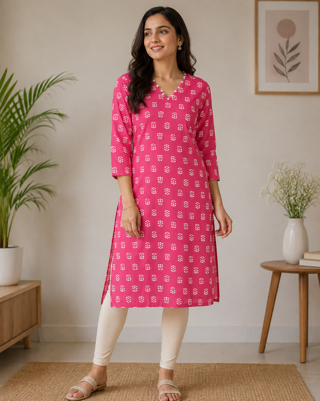 Pink Printed Kurti